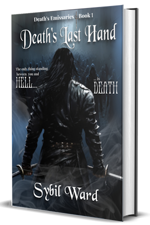 mock-up of a book cover, a man with dual swords