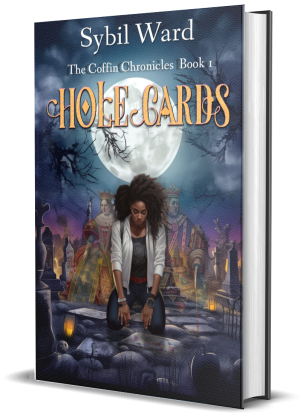 The book cover for the novel, HOLE CARDS