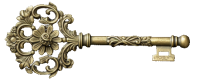 A gold key with a filigree bow, the key to Untold Doors