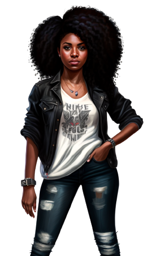 Young black woman in t-shirt and jeans